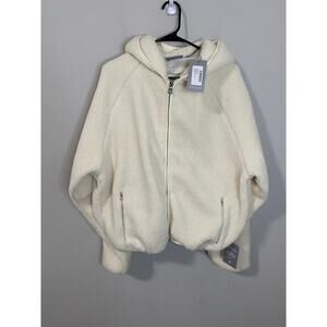 NWT Cernucci Unisex Boxy Sherpa Borg Oversized Fullzip Hoodie, White Size S